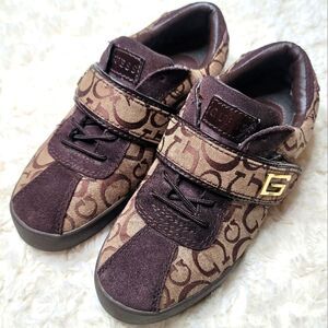 Guess Lace-Up & Velcro  Sneakers With Signiture Monogram Pattern - Brown